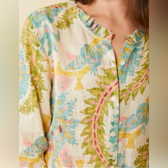 Spartina 449 Jori Linen Shirt Sugar Mill Damask Flax size XS - Picture 4 of 8